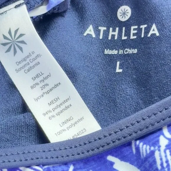 ATHLETA Women's Sports Bra Nylon Blue Breathable Comfortable Fit Mesh V Size L - Picture 7 of 8